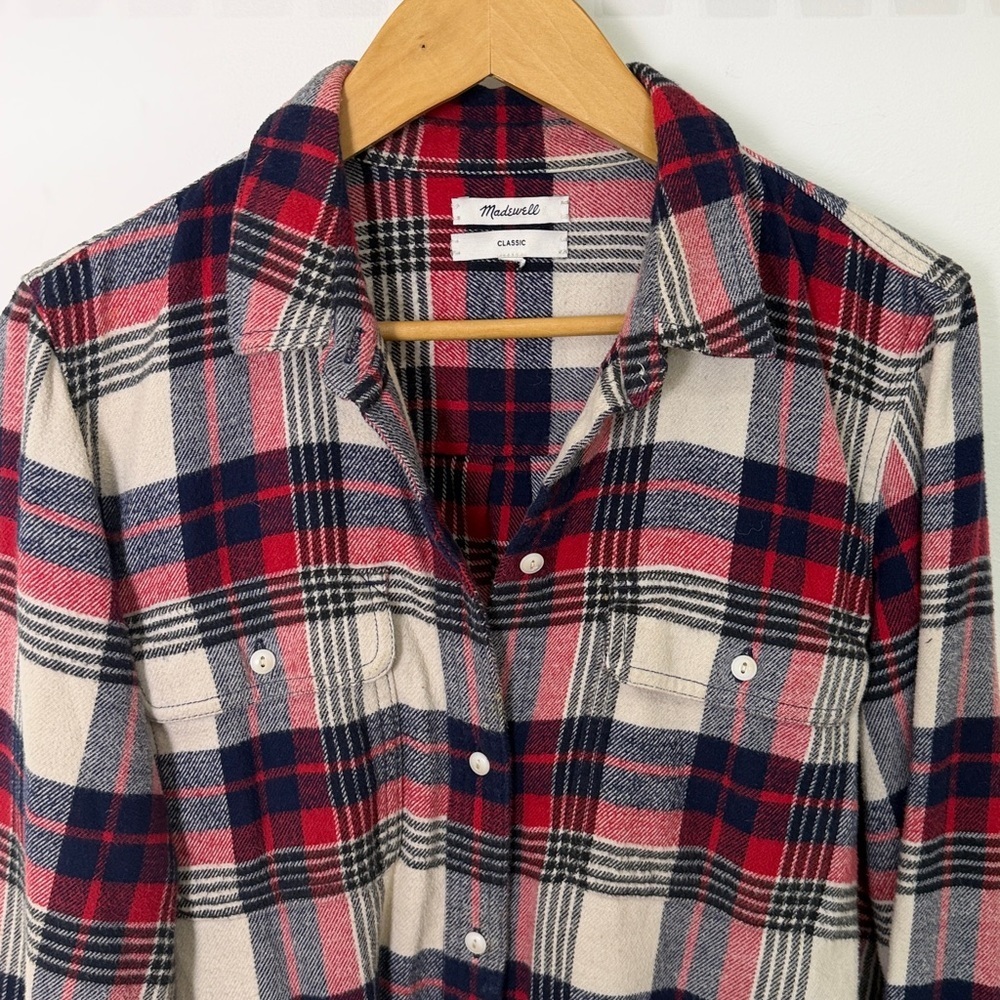 Madewell womens Classic Flannel Ex-boyfriend button down shirt size medium - Picture 5 of 8